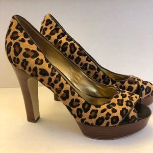 MARC FISHER ANIMAL PRINT PEEP TOE HIGH HEELS